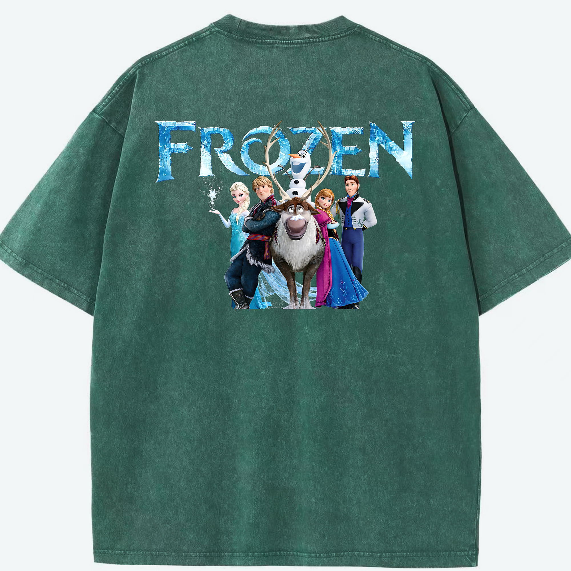 （画像用） アナと雪の女王 アンナ エルサ Frozen Anna Elsa 綿100% ヴィンテージ風 半袖Tシャツ（背面プリント）